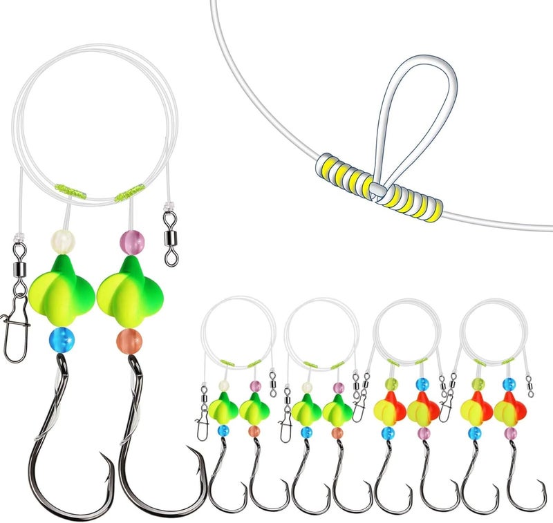 Dovesun 10PCS/4PCS Pompano Rigs for Surf Fishing Unique T-Knot Strong Pre-Rigged Pompano Rigs Saltwater with Circle Hooks - Image 1